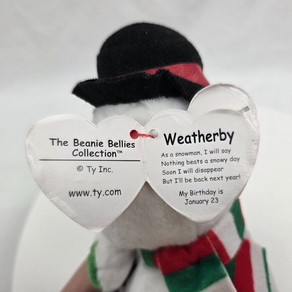 Ty Beanie Bellies Christmas/Holiday WEATHERBY the Snowman 6" - Picture 7 of 9